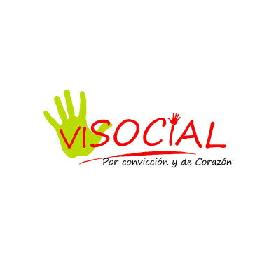 Logo von Visocial Chile, mit einer grünen Hand und rotem Schriftzug.